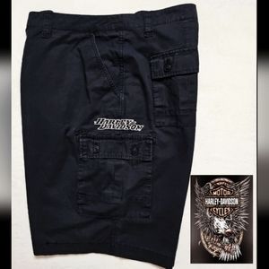 Harley Davidson Black Cargo Shorts. Men's Big & Tall Size: W44x10 1/2L.